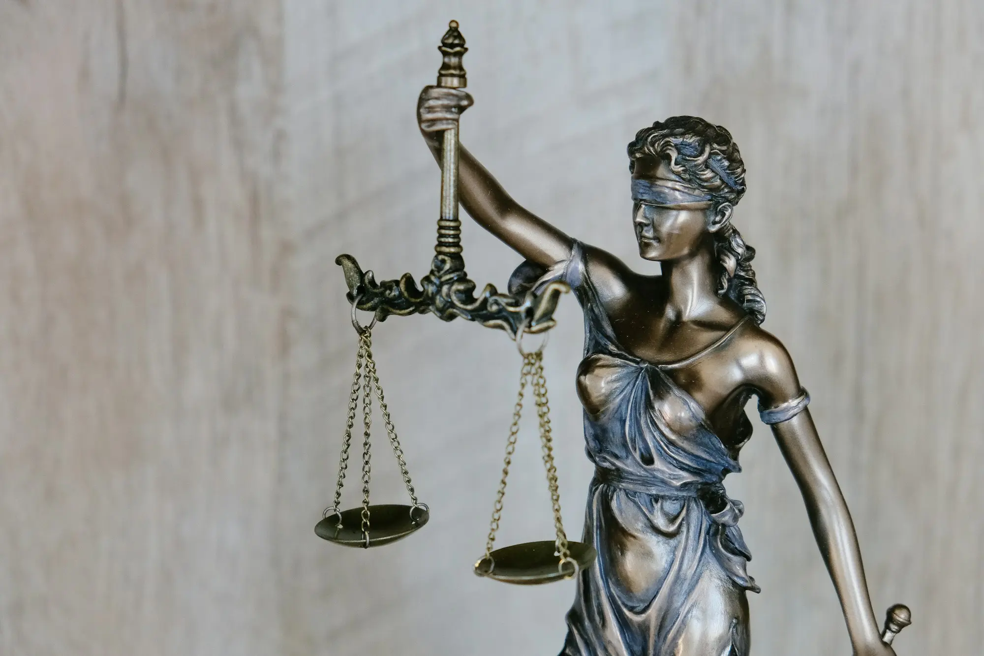 A set of scales held level.